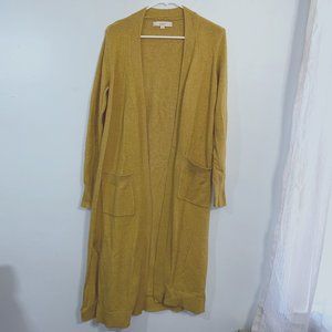 Ann Taylor LOFT duster long cardigan yellow gold S